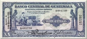 Denominación: 20 Quetzales.