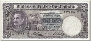 Denominación: 5 Quetzales.