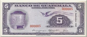 Denominación: 5 Quetzales.