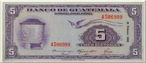 Denominación: 5 Quetzales.